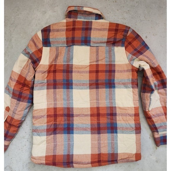 Men's buffalo plaid coat shacket. Orange, blue Size Small - Picture 4 of 11